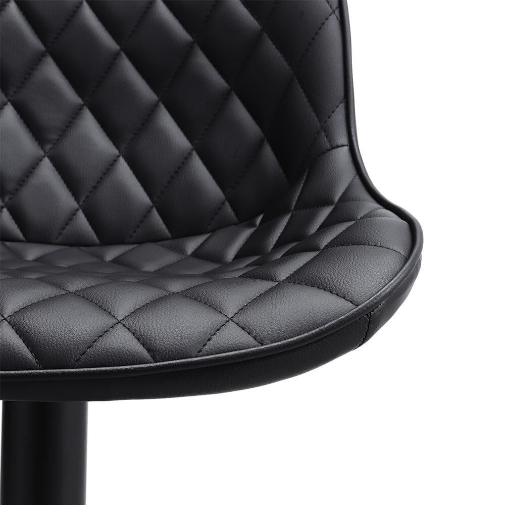 Set of 2 Faux Leather Height Adjustable Bar Stool Black - House Comfort