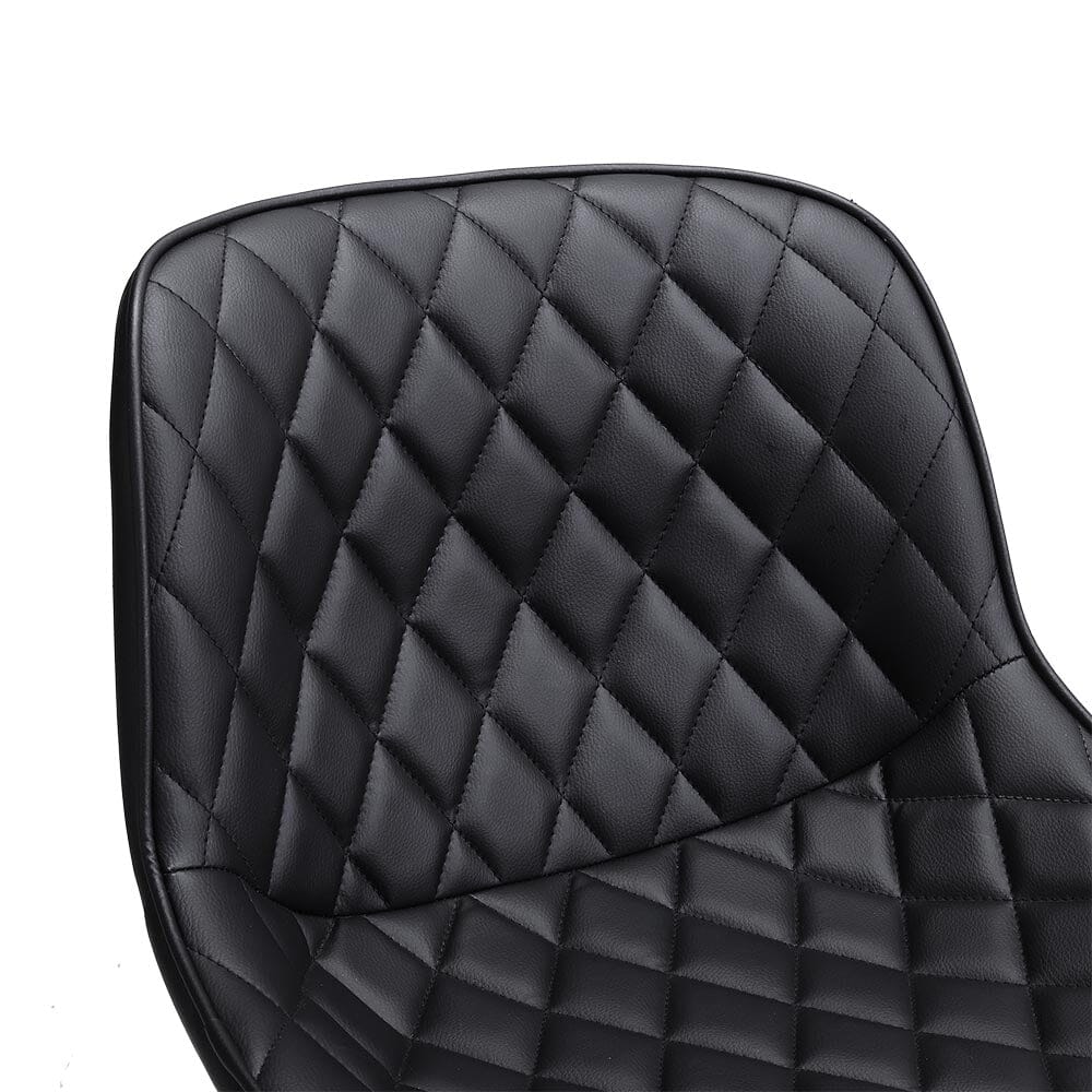 Set of 2 Faux Leather Height Adjustable Bar Stool Black - House Comfort