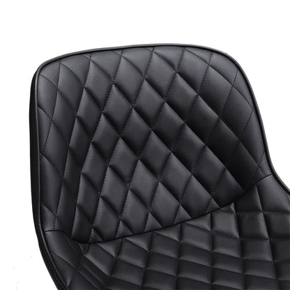 Set of 2 Faux Leather Height Adjustable Bar Stool Black - House Comfort