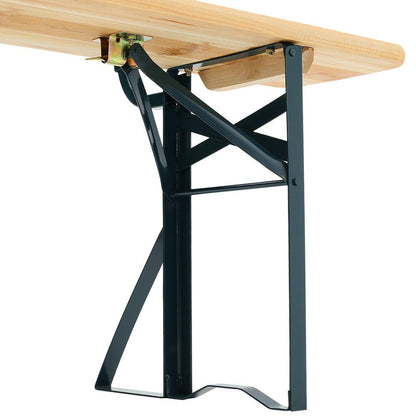 Set of 2 Folding Garden Benches with Backrest Cedar Wood Outdoor Bar Chairs - House Comfort