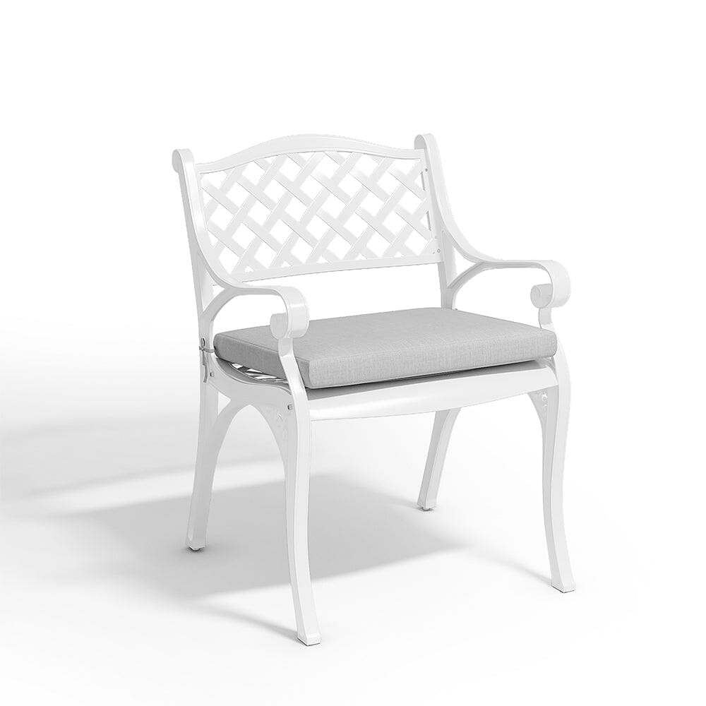 Set of 2 Garden Chairs Cast Aluminium Armchairs with Cushion Black/White - House Comfort