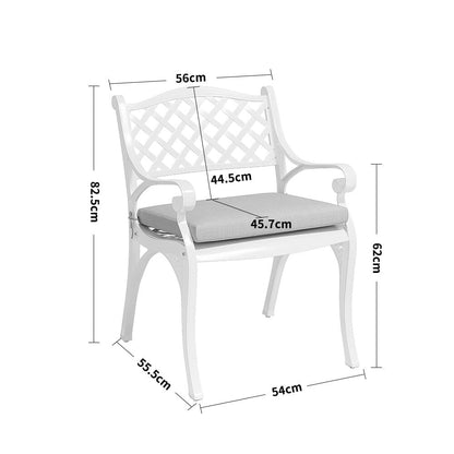 Set of 2 Garden Chairs Cast Aluminium Armchairs with Cushion Black/White - House Comfort