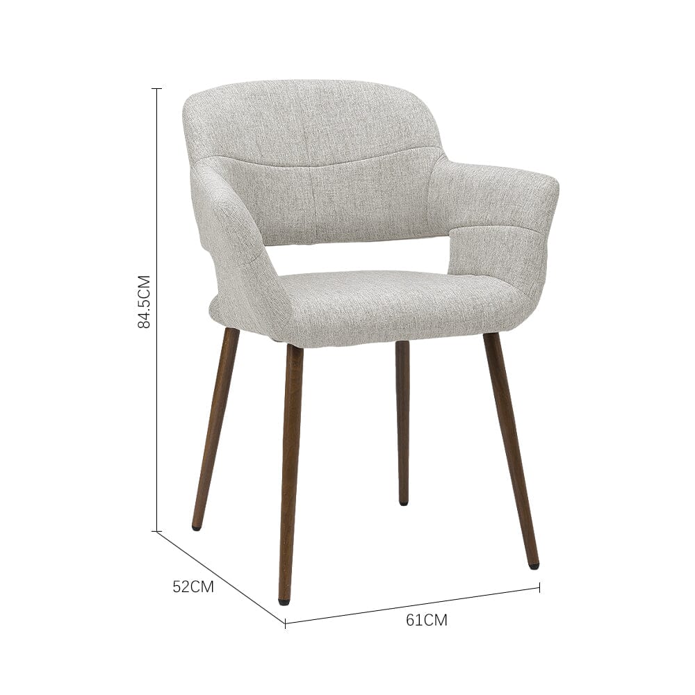 Set of 2 Grey Linen Dining Chair with Metal Legs - House Comfort