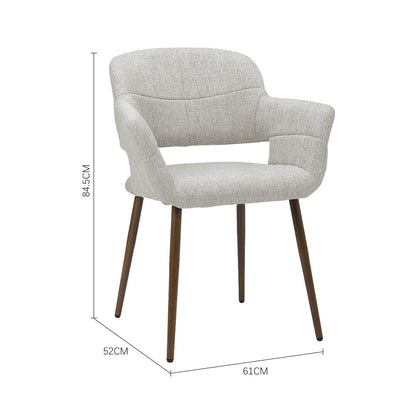 Set of 2 Grey Linen Dining Chair with Metal Legs - House Comfort