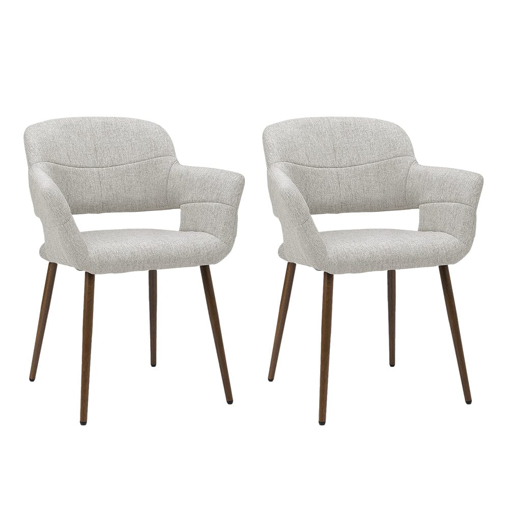 Set of 2 Grey Linen Dining Chair with Metal Legs - House Comfort