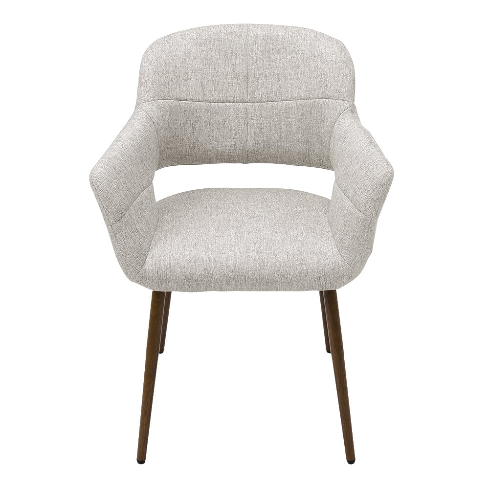 Set of 2 Grey Linen Dining Chair with Metal Legs - House Comfort