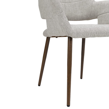 Set of 2 Grey Linen Dining Chair with Metal Legs - House Comfort