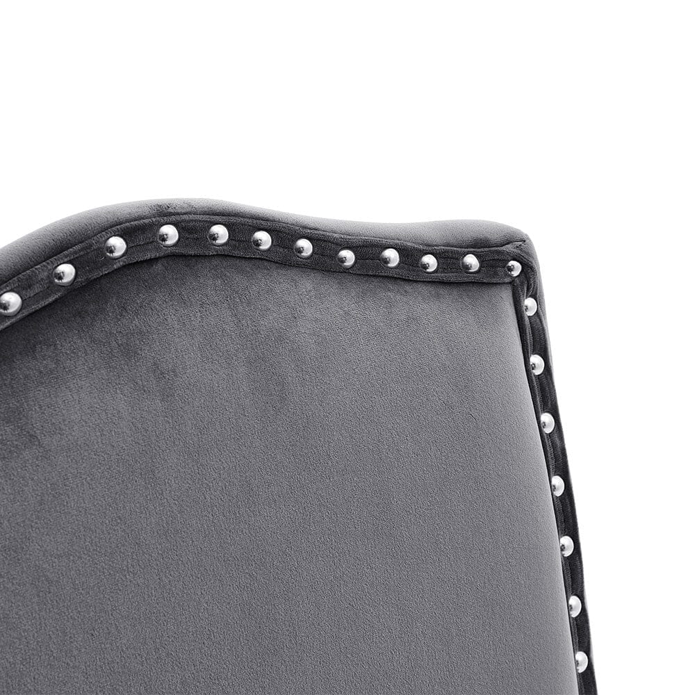 Set of 2 Grey Velvet Upholstered High Back Dinning Chair - House Comfort