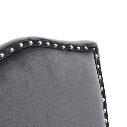 Set of 2 Grey Velvet Upholstered High Back Dinning Chair - House Comfort