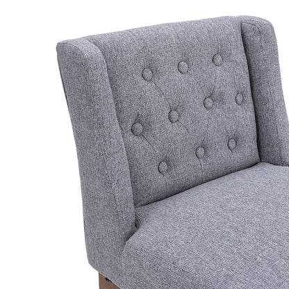 Set of 2 Hight Bar Stools Linen Upholstered with Wood Legs - House Comfort