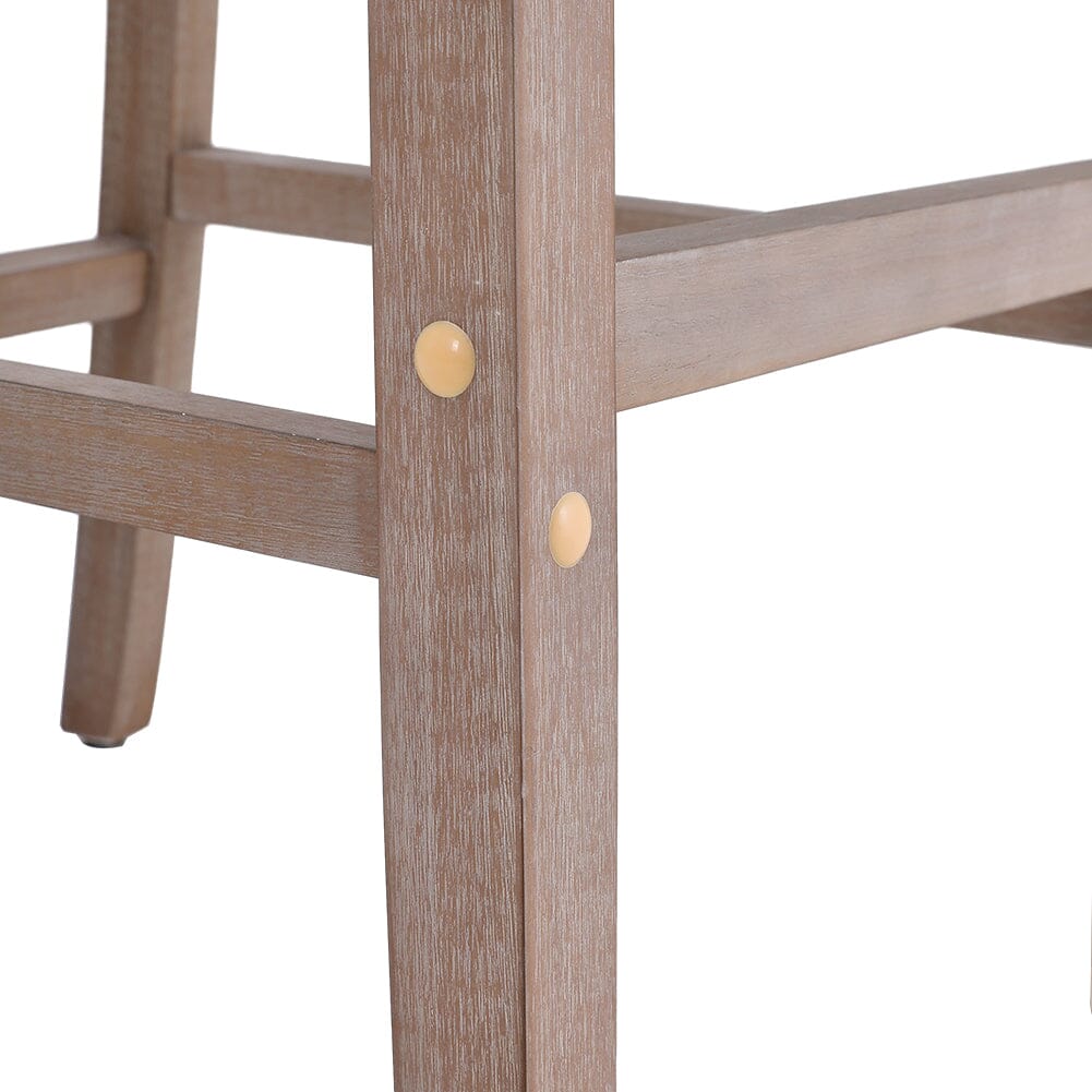 Set of 2 Hight Bar Stools Linen Upholstered with Wood Legs - House Comfort