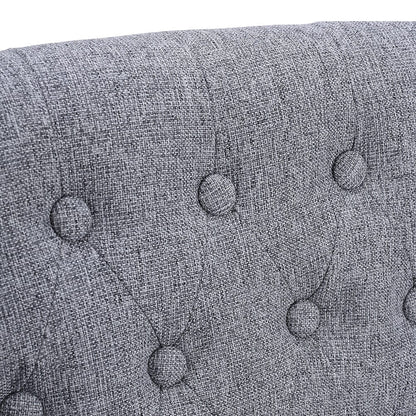 Set of 2 Hight Bar Stools Linen Upholstered with Wood Legs - House Comfort