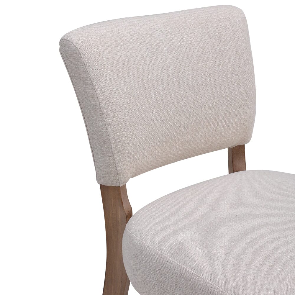 Set of 2 Linen Upholstered Bar Stools with Natural Wood Legs - House Comfort