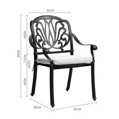 Set of 2 Outdoor Cast Aluminum Dining Chairs with Cushions - House Comfort