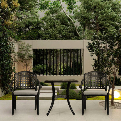 Set of 2 Outdoor Dining Chairs with Cushions Cast Aluminium - House Comfort