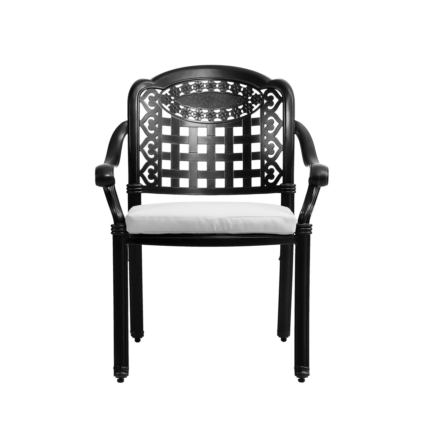 Set of 2 Outdoor Dining Chairs with Cushions Cast Aluminium - House Comfort