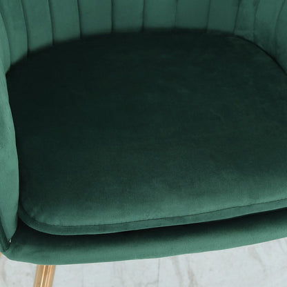 Set of 2 Velvet Dining Chairs with Pad and Armrest Green - House Comfort