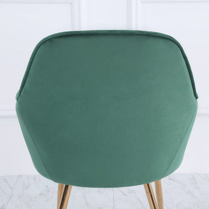 Set of 2 Velvet Dining Chairs with Pad and Armrest Green - House Comfort