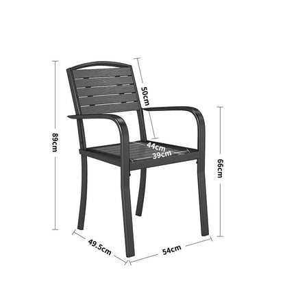 Set of 2/4 Garden Dining Armchairs with Metal Legs - House Comfort