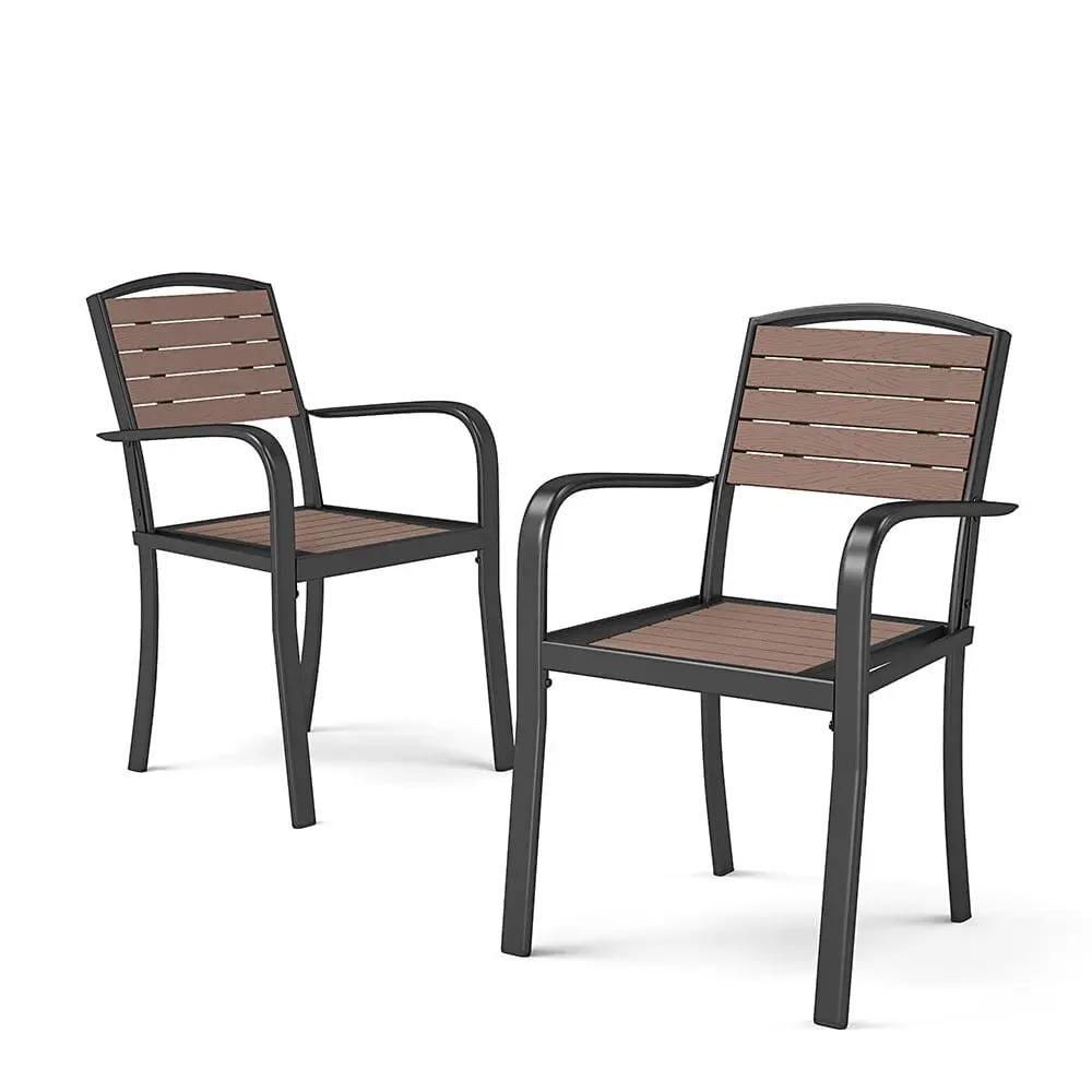 Set of 2/4 Garden Dining Armchairs with Metal Legs - House Comfort