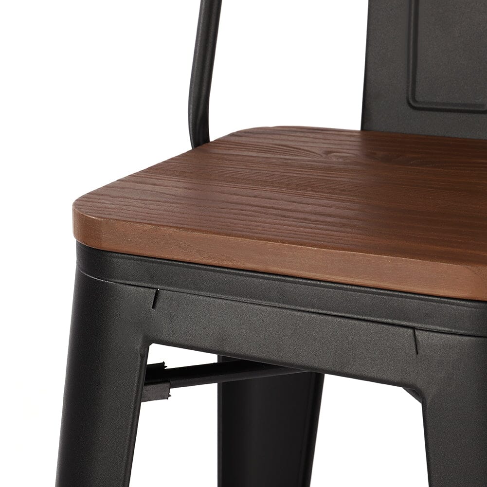 Set of 2/4 Metal Wooden High Bar Stools for Kitchen - House Comfort