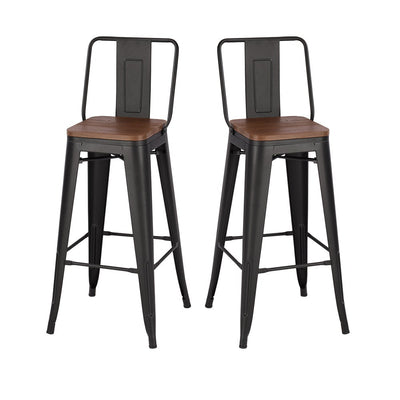 Set of 2/4 Metal Wooden High Bar Stools for Kitchen secondary
