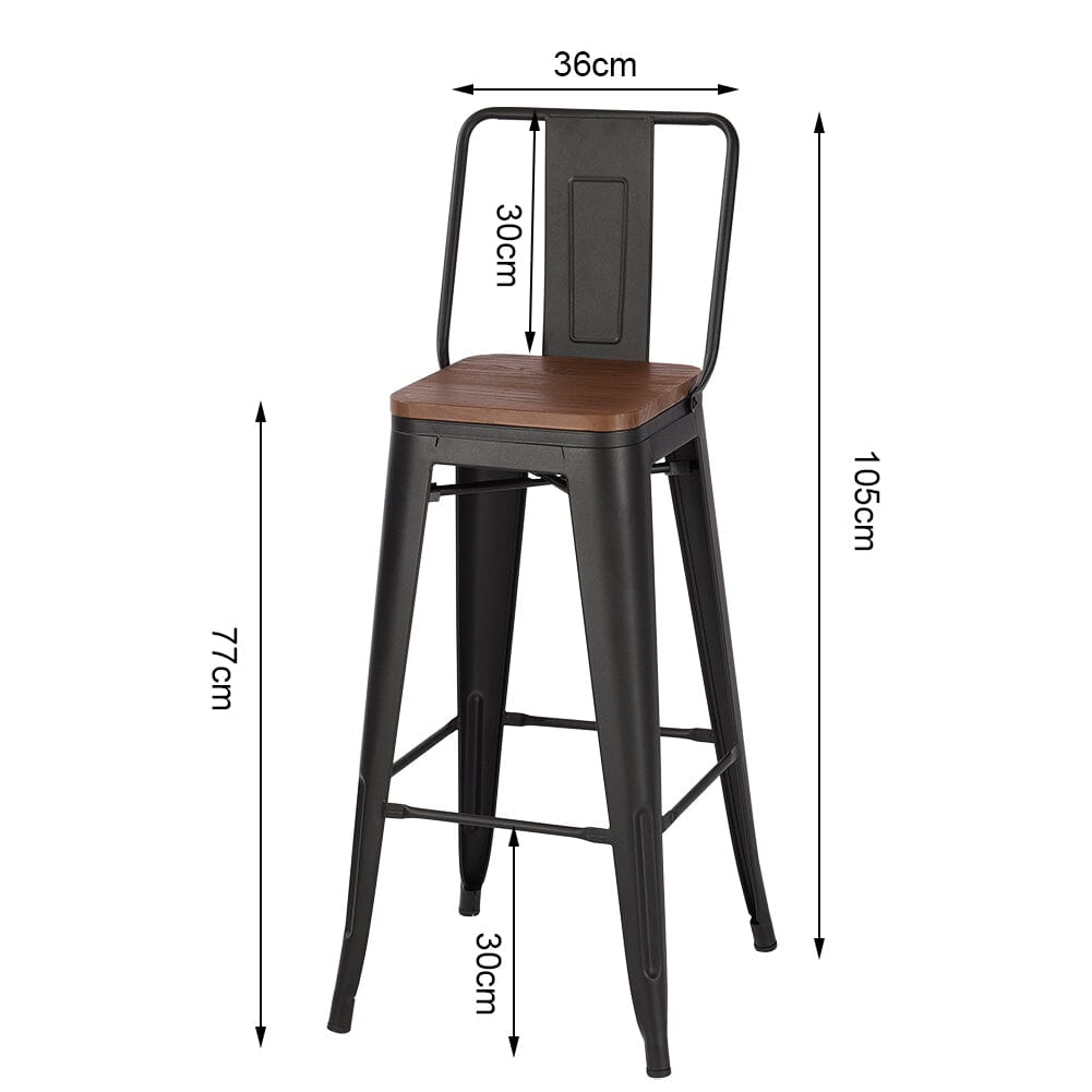 Set of 2/4 Metal Wooden High Bar Stools for Kitchen - House Comfort