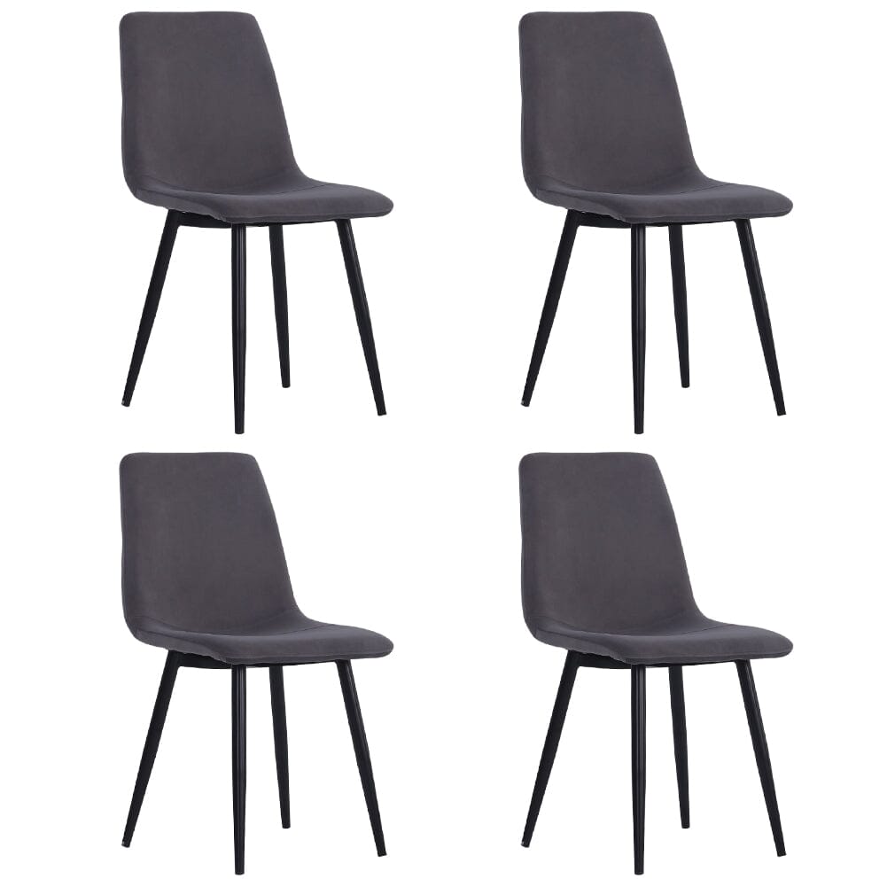 Set of 4 Curved Frosted Velvet Dining Chairs - House Comfort