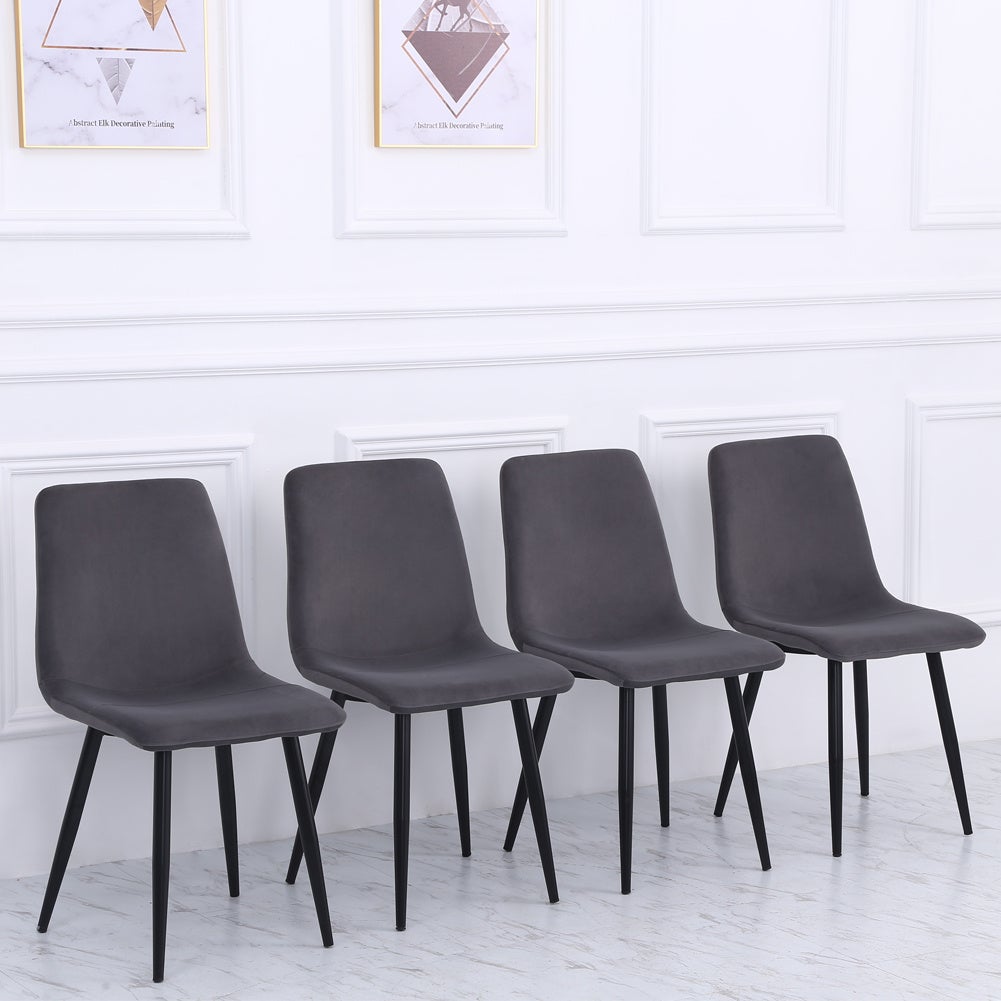 Set of 4 Curved Frosted Velvet Dining Chairs - House Comfort