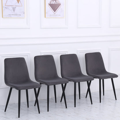 Set of 4 Curved Frosted Velvet Dining Chairs - House Comfort