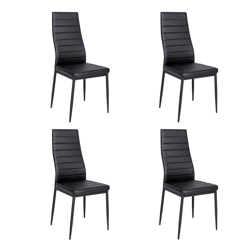 Set of 4 Leather Upholstered Dining Chairs with Metal Legs - House Comfort