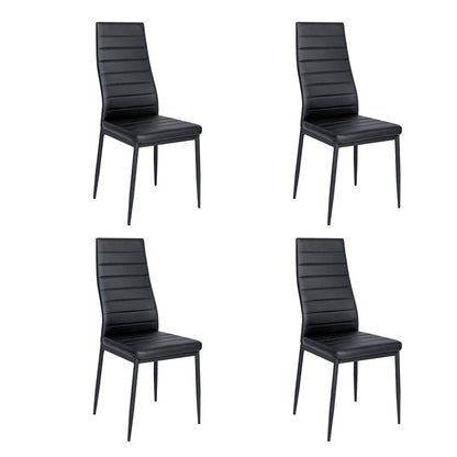 Set of 4 Leather Upholstered Dining Chairs with Metal Legs - House Comfort