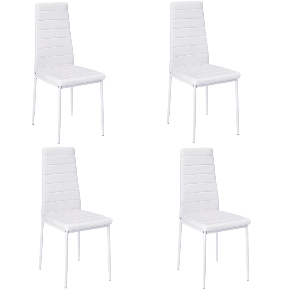 Set of 4 Leather Upholstered Dining Chairs with Metal Legs - House Comfort