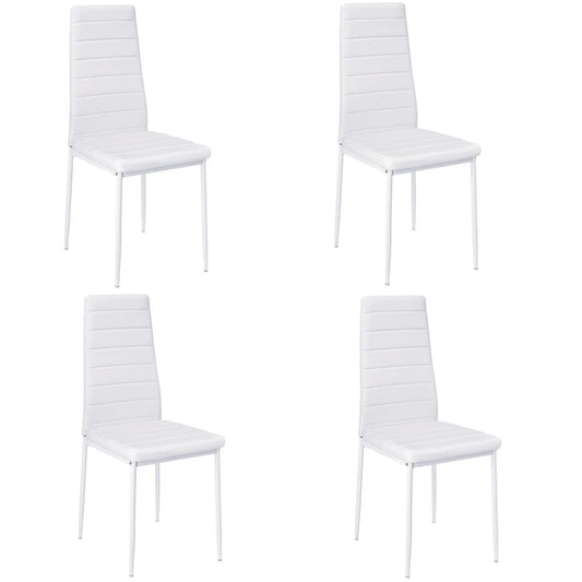 Set of 4 Leather Upholstered Dining Chairs with Metal Legs - House Comfort
