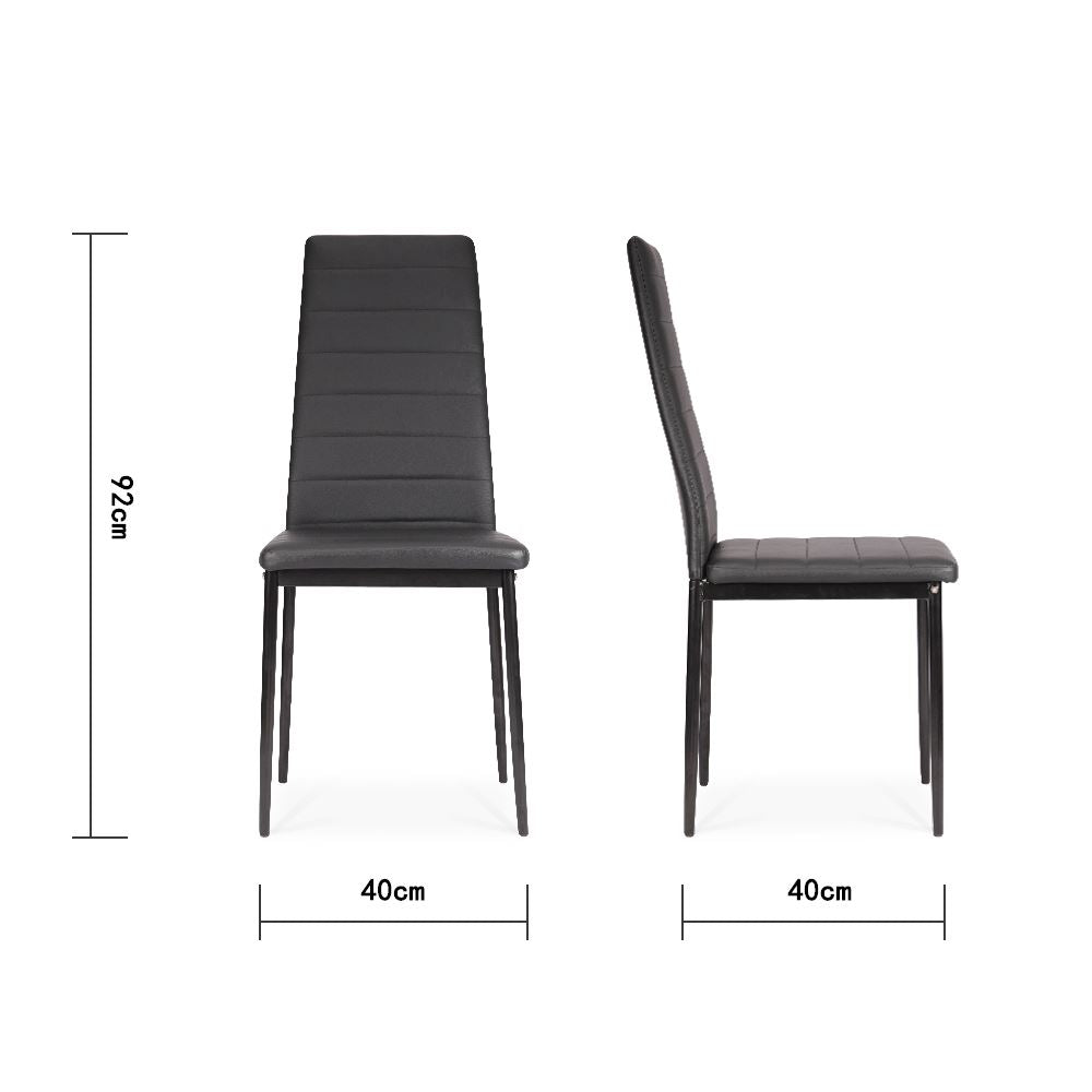 Set of 4 Leather Upholstered Dining Chairs with Metal Legs - House Comfort