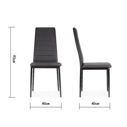 Set of 4 Leather Upholstered Dining Chairs with Metal Legs - House Comfort