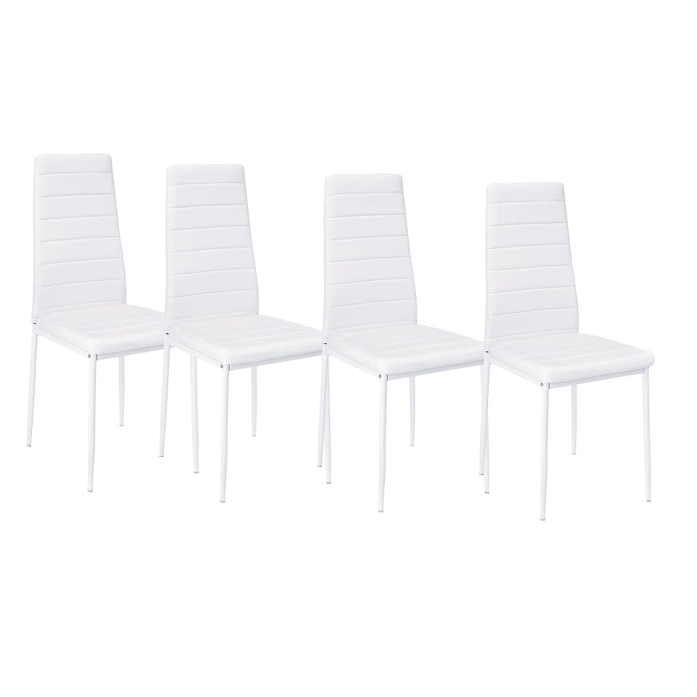 Set of 4 Leather Upholstered Dining Chairs with Metal Legs - House Comfort