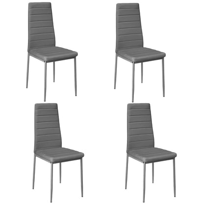 Set of 4 Leather Upholstered Dining Chairs with Metal Legs - House Comfort