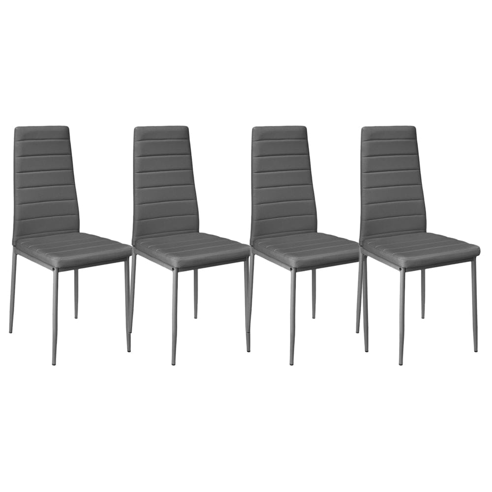Set of 4 Leather Upholstered Dining Chairs with Metal Legs - House Comfort