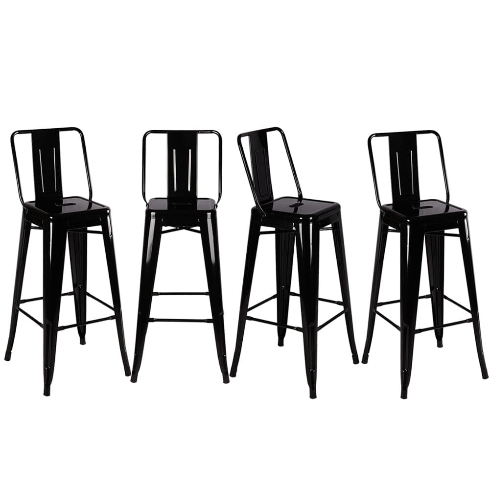 Set of 4 Metal Bar Stool Industrial Style High Chair - House Comfort