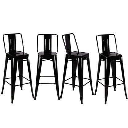 Set of 4 Metal Bar Stool Industrial Style High Chair - House Comfort