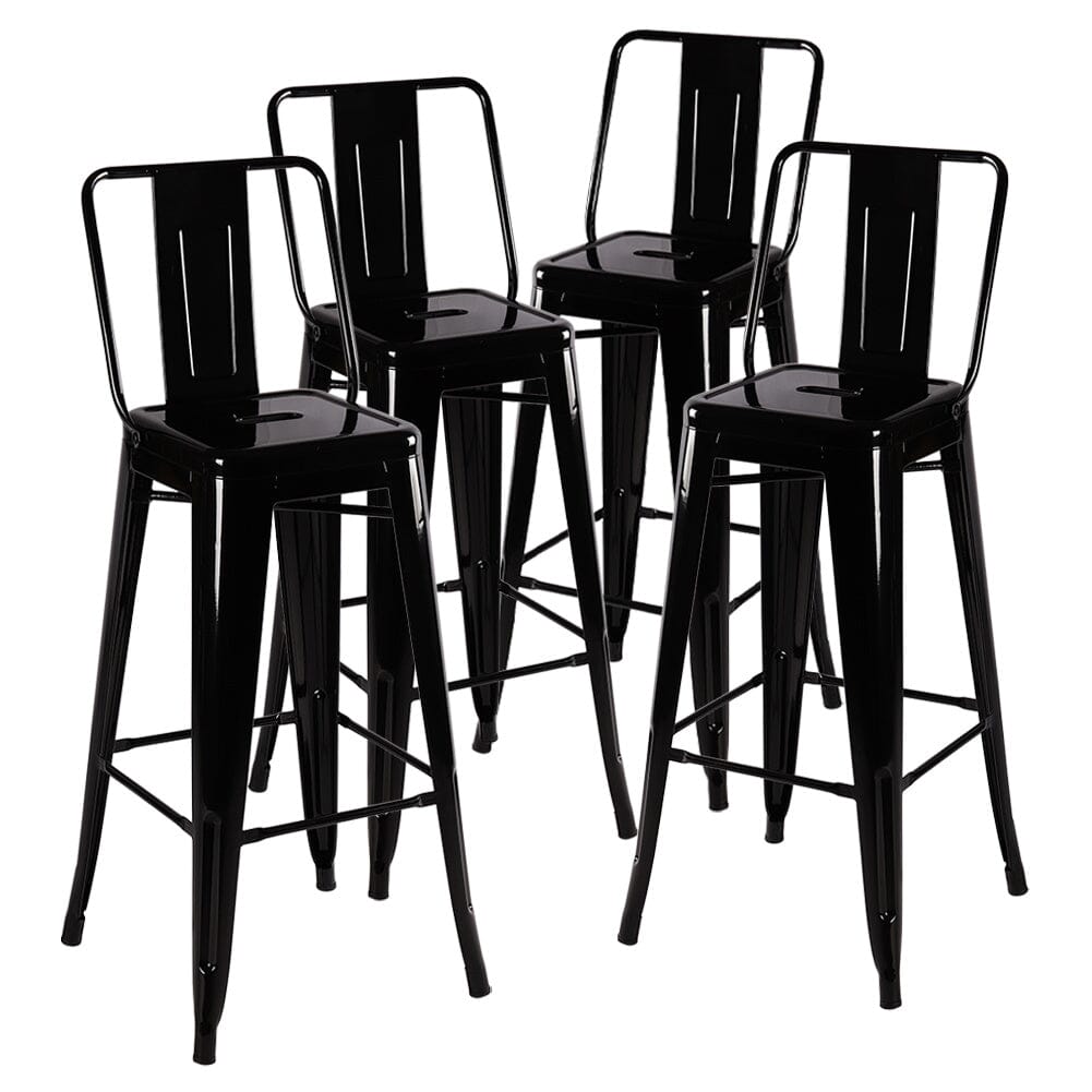 Set of 4 Metal Bar Stool Industrial Style High Chair - House Comfort
