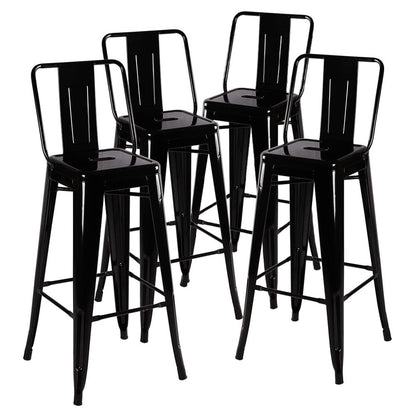 Set of 4 Metal Bar Stool Industrial Style High Chair - House Comfort