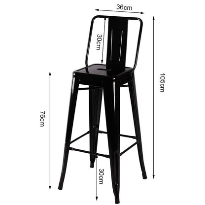 Set of 4 Metal Bar Stool Industrial Style High Chair - House Comfort