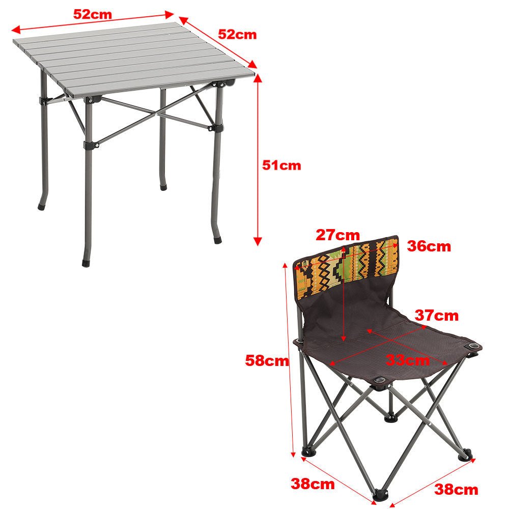 Set of 5 Foldable Camping Table and Chairs with Carrying Bag - House Comfort
