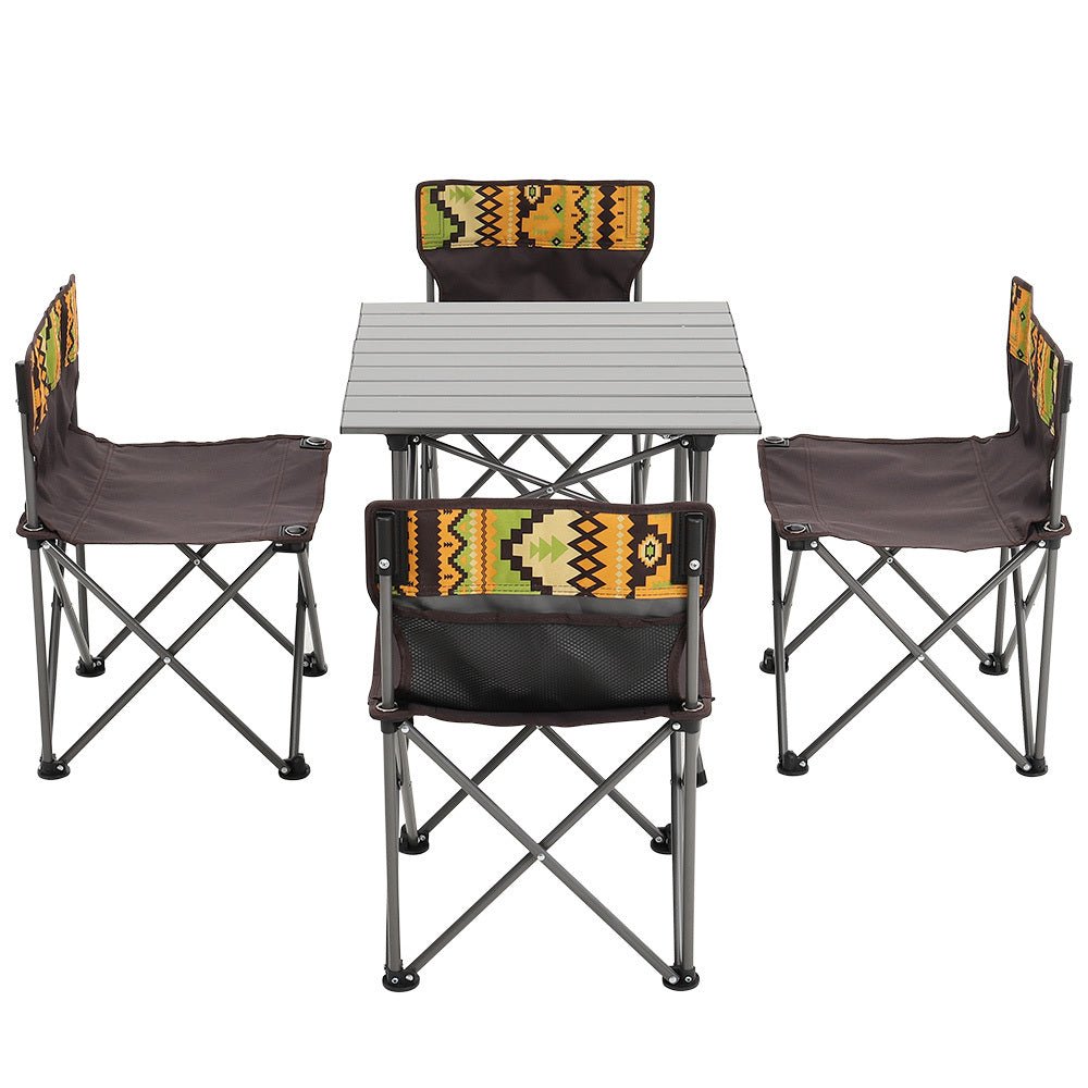 Set of 5 Foldable Camping Table and Chairs with Carrying Bag - House Comfort