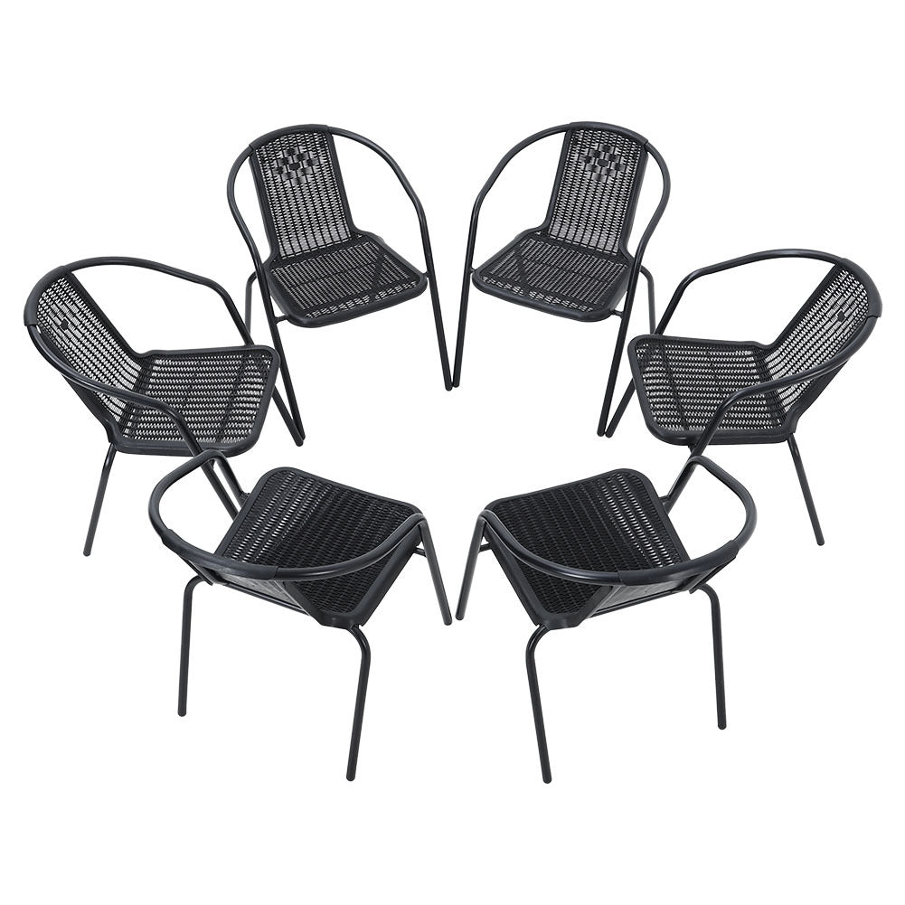 Set of 6 Stacking Patio Dining Side Chairs for All Weather Outdoor Bistro Garden - House Comfort