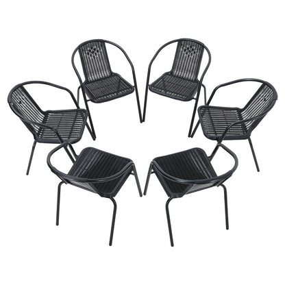 Set of 6 Stacking Patio Dining Side Chairs for All Weather Outdoor Bistro Garden - House Comfort
