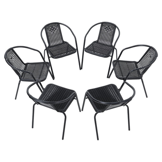 Set of 6 Stacking Patio Dining Side Chairs for All Weather Outdoor Bistro Garden - House Comfort