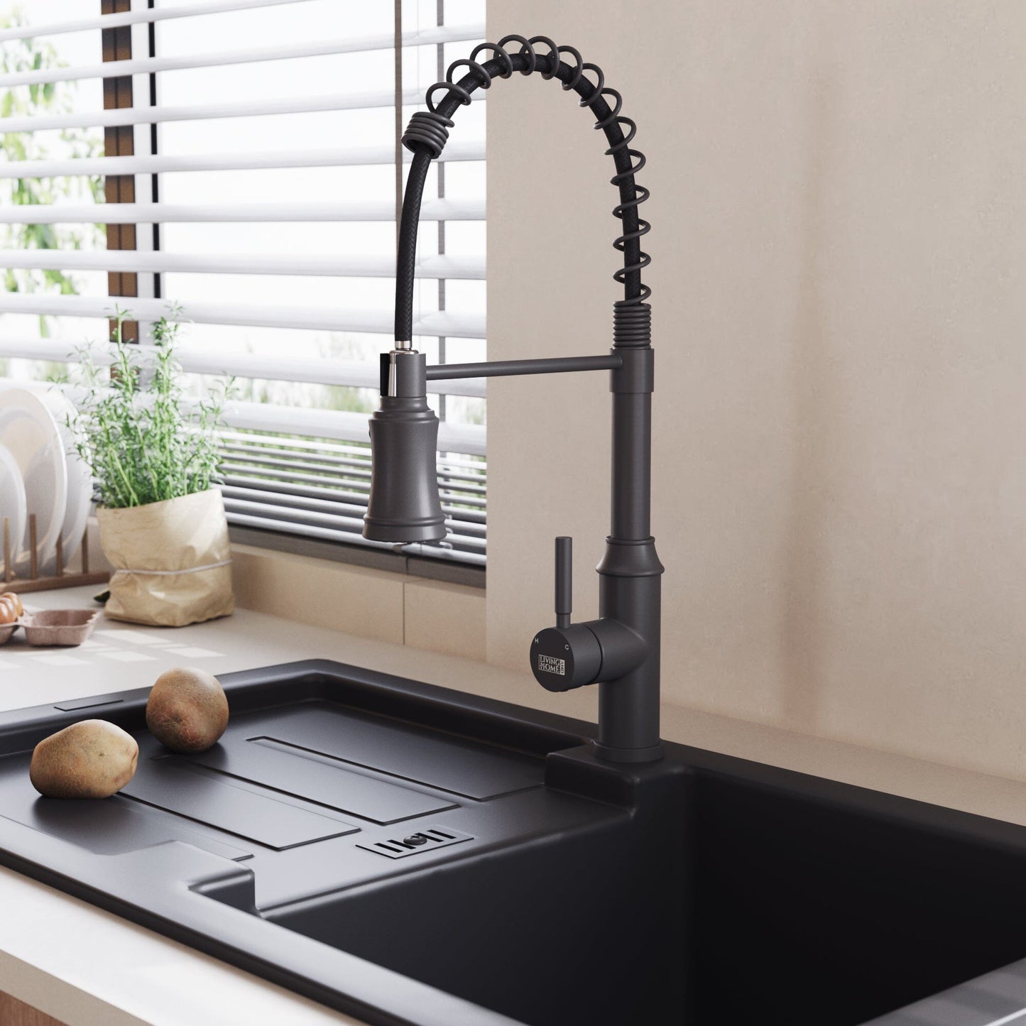 Single Handle Kitchen Faucet with Spring Spout - House Comfort